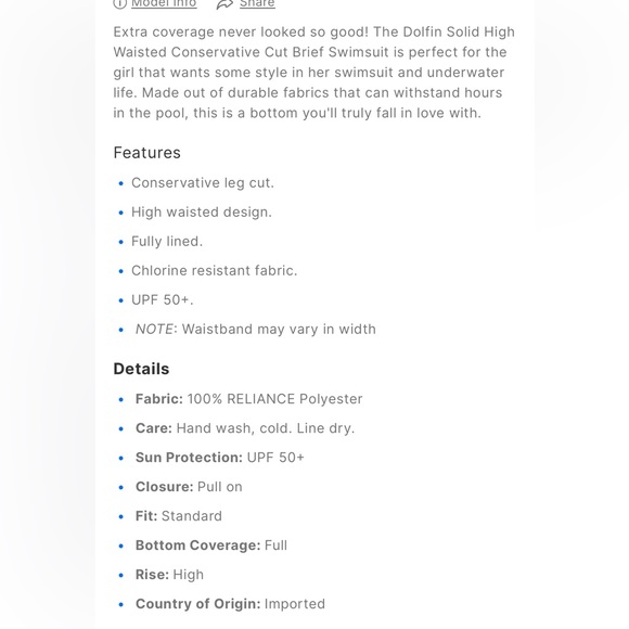 Dolfin Aquascape High Wasted Women’s Brief Size Large Black - Picture 3 of 3